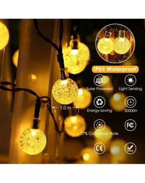 Outdoor String Lights Solar String Lights Outdoor- 40 LED 25ft Solar Powered Crystal Ball String Lights 8 Mode with Remote St...