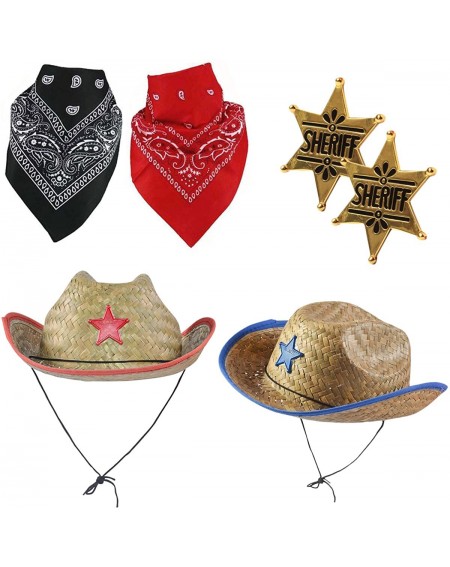 Party Hats Sheriff Costume - Cowboy Hat with Cowboy Accessories - Western Sheriff Set - C712K3UA7NR $14.53