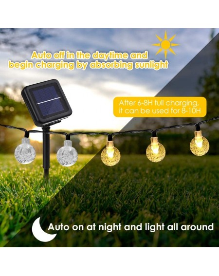 Outdoor String Lights Solar String Lights Outdoor- 40 LED 25ft Solar Powered Crystal Ball String Lights 8 Mode with Remote St...