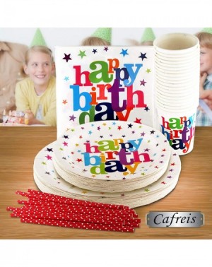 Party Packs 120 PCS Happy Birthday Plates & Napkins Set for 20 People-Sturdy Birthday Party Supplies Pack with Large Paper Pl...