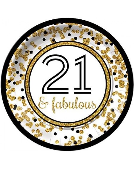 Tableware Cheers to You Gold 21 & Fabulous 21st Birthday Dinner Plates (8) Party Tableware Supplies Decorations - CO18CXYZGU5...