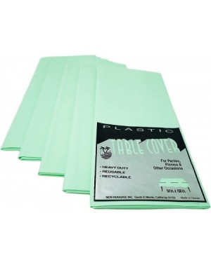 Tablecovers Heavy Duty Plastic Disposable & Reusable Table Covers- Rectangular Size 54" x 108" (Pack of 5) - Mint Set - Mint ...