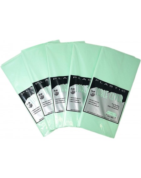 Tablecovers Heavy Duty Plastic Disposable & Reusable Table Covers- Rectangular Size 54" x 108" (Pack of 5) - Mint Set - Mint ...