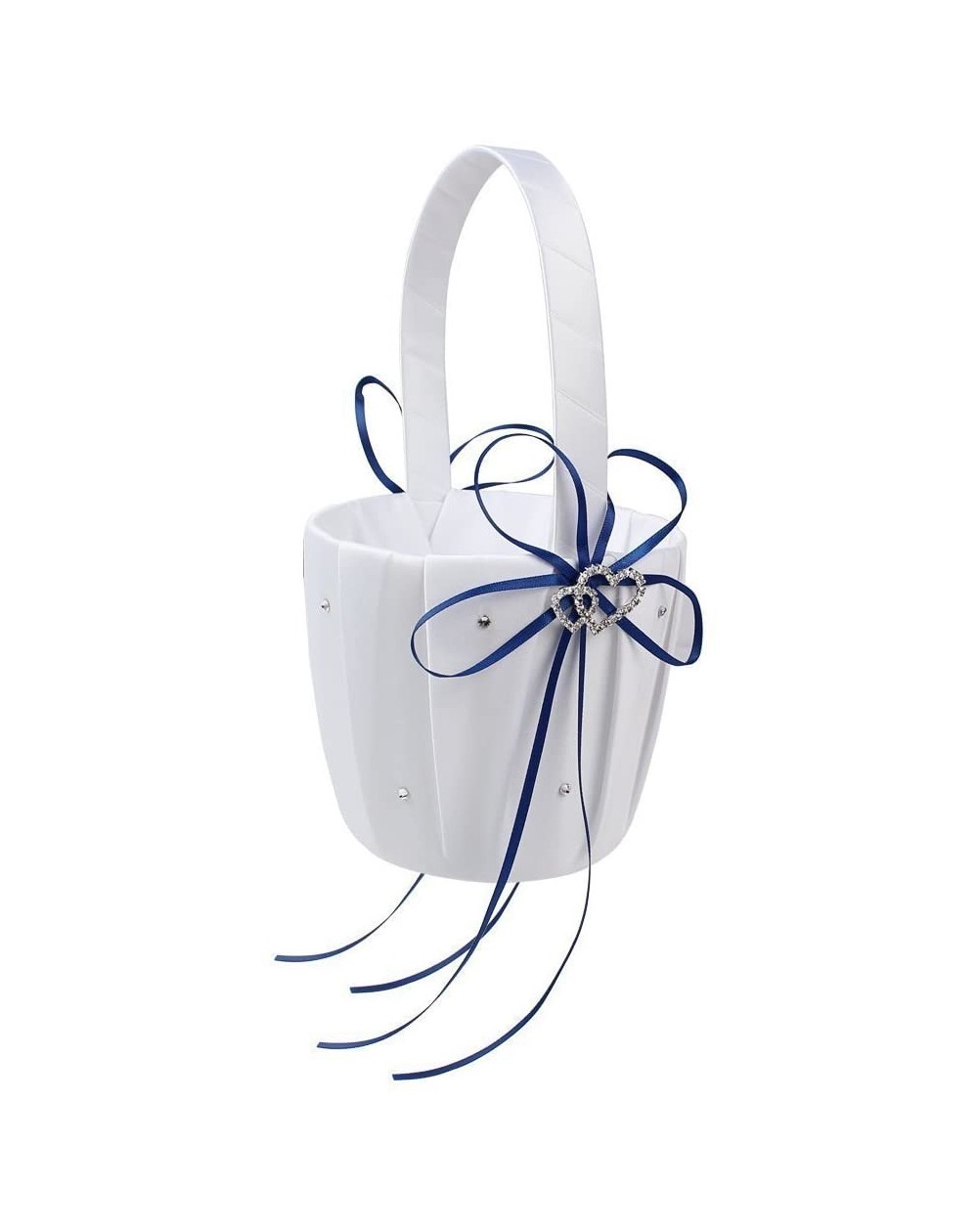 Ceremony Supplies Wedding Flower Basket- Ribbon Bowknot Double Heart Rhinestone Wedding Decoration Kits- Wedding Girls Flower...