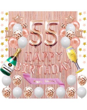 Balloons 65th Birthday Decorations - Rose Gold Happy Birthday Banner and Sash with Number 65 Balloons Latex Confetti Balloons...
