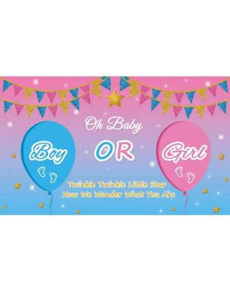 Banners & Garlands Ushinemi Gender Reveal Backdrop Baby Shower Banner- Oh Baby Boy or Girl Banner- Pink and Blue- 6X3.6 Feet ...