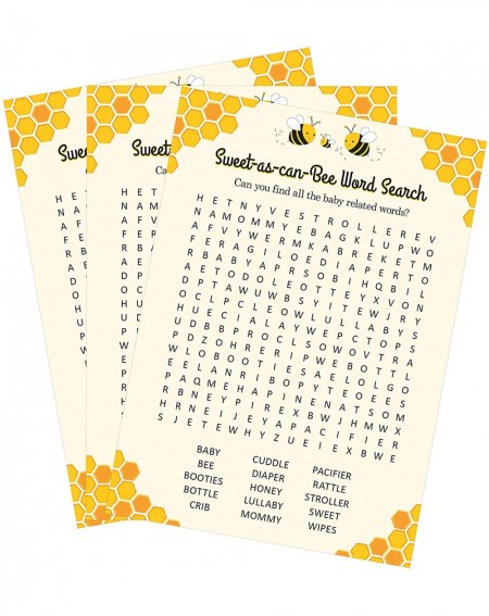 Party Games & Activities Honey Bee Baby Shower Word Search Game - 24 count - CS18WZAW2U3 $28.36