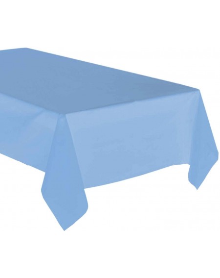Tablecovers 3 Pack Rectangle 54" x 108 Plastic Table Cover Heavy Duty Tablecloth Reusable/Disposable (Light Blue) - Light Blu...