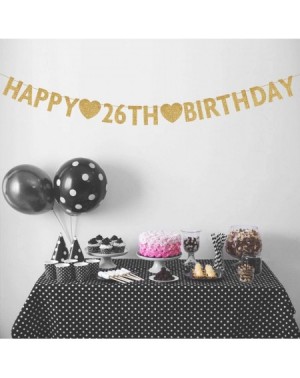 Banners & Garlands Gold Happy 26th Birthday Banner- Glitter 26 Years Old Woman or Man Party Decorations- Supplies - Gold-happ...