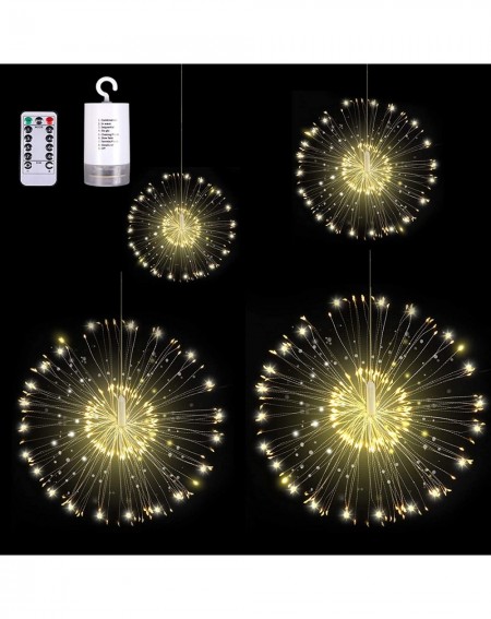 Indoor String Lights 4 Pack Firework Lights - 4x120 LED Copper Wire Hanging Starburst Lights- 8 Modes Battery Operated Fairy ...