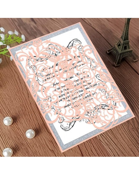 Invitations 25 PCs Laser Cut Wedding Invitations with envelopes Hollow Rose Invitations Cards for Wedding Bridal Shower Quinc...