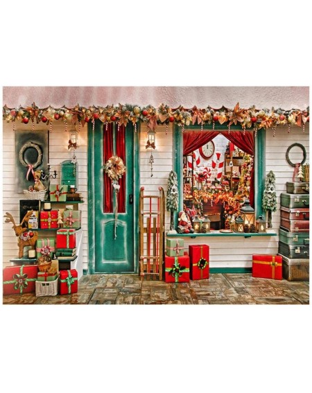 Swags Gift Christmas Backdrops Vinyl 5x3FT Fireplace Background Photography Studio- Christmas Ornaments Advent Calendar Pillo...