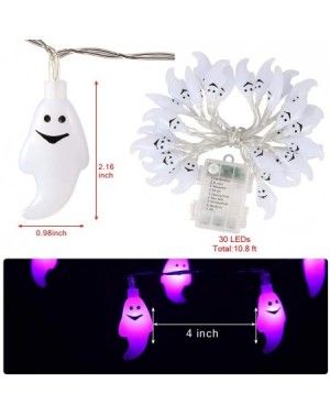 Indoor String Lights Halloween Ghost String Light-s Battery Operated- Remote Control- Timer & 8 Lighting Mode- 30 LED Purple ...