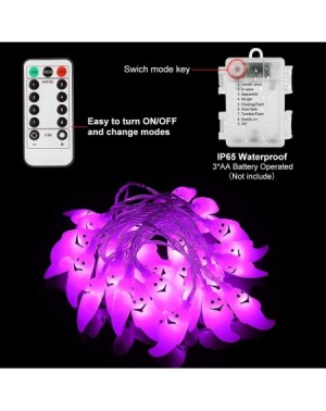 Indoor String Lights Halloween Ghost String Light-s Battery Operated- Remote Control- Timer & 8 Lighting Mode- 30 LED Purple ...