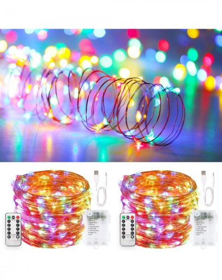 Indoor String Lights Fairy Lights USB and Battery Operated String Lights 33ft 100 LED Christmas Lights Remote Control Timer 8...