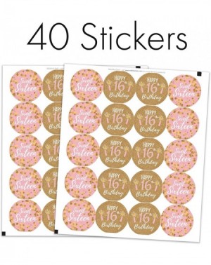 Favors Sweet Sixteen 16th Birthday Favor Labels- 1.75 in - 40 Stickers (Pink and Gold) - CM18XTI79IH $8.52