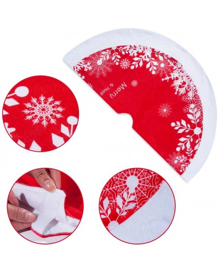 Tree Skirts 48 Inches Red and White Faux Fur Christmas Tree Skirt Christmas Tree Ornaments Tree Skirt with Snowflake Pattern ...