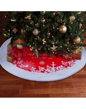 Tree Skirts 48 Inches Red and White Faux Fur Christmas Tree Skirt Christmas Tree Ornaments Tree Skirt with Snowflake Pattern ...
