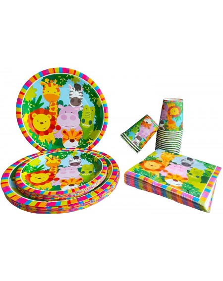 Party Packs Dywldy Zoo Jungle Anima Party packs for 16 guests for Safari Birthday Supplies Theme Includes(16) 9" plates- (16)...