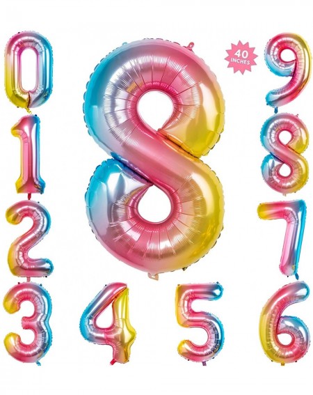 Balloons 40 Inch Rainbow Jumbo Digital Number Balloons 8 Huge Giant Balloons Foil Mylar Number Balloons for Birthday Party-We...