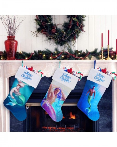 Stockings & Holders Merman Christmas Stocking (Hot Merman) - Hot Merman - CI18YR2ZHRW $13.71