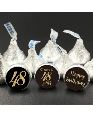 Favors Black 48th Birthday Candy Stickers- Woman or Man Gold Glitter 48 Years Birthday Party Favor Labels- Supplies- Decorati...
