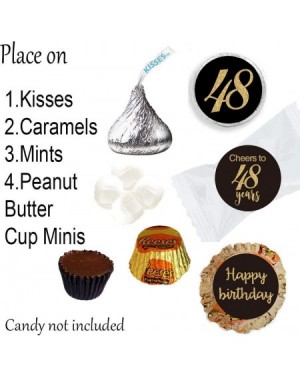 Favors Black 48th Birthday Candy Stickers- Woman or Man Gold Glitter 48 Years Birthday Party Favor Labels- Supplies- Decorati...