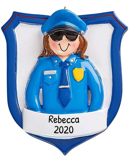 Ornaments Personalized Police Woman Christmas Tree Ornament 2020 - Female Cop New Job Agent Academy Uniform Hat Badge Gun Han...