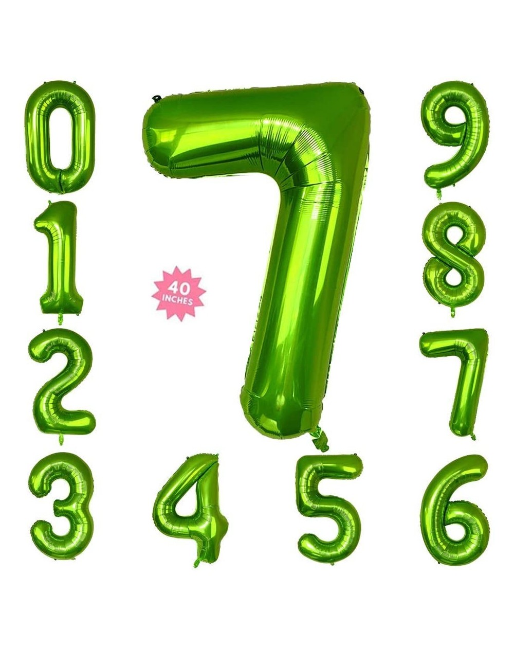 Balloons 40 Inch Green Jumbo Digital Number Balloons 7 Huge Giant Balloons Foil Mylar Number Balloons for Birthday Party-Wedd...
