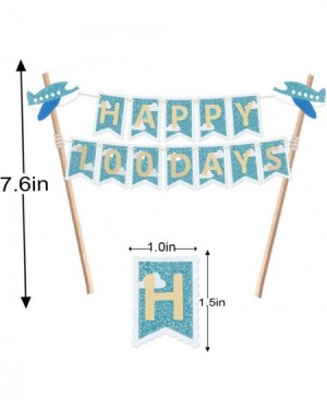 Cake & Cupcake Toppers Happy 100 Days Cake Bunting Plane and Sky Boy 100 Days Cake Banner Topper Baby Shower Gender Reveal Pa...