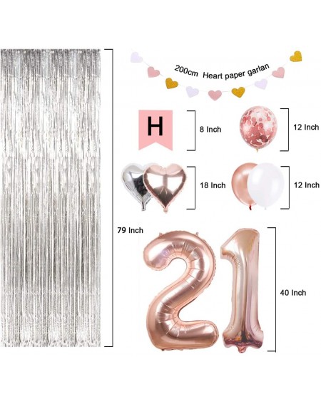 Balloons 21th Birthday Decorations Banner Balloon- Happy Birthday Banner- 21th Rose Gold Number Balloons- Number 21 Birthday ...
