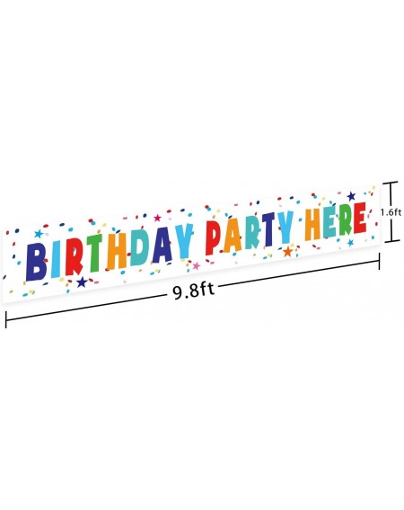 Banners & Garlands Brithday Party Here Banner- Large Birthday Party Directional Yard Sign- Outdoor Birthday Party Decorations...