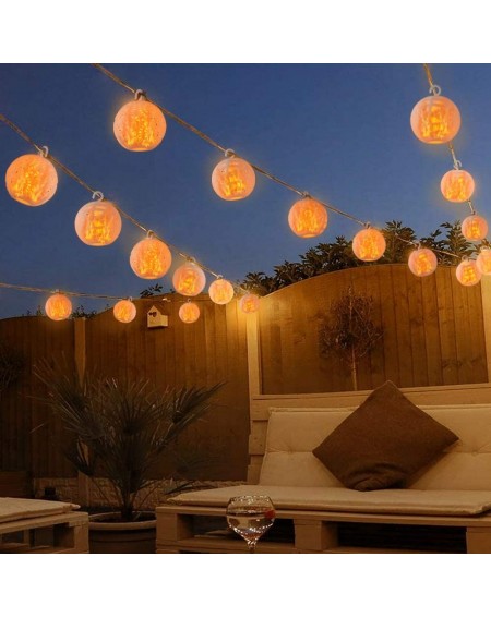 Outdoor String Lights 33 FT Plug in Patio String Lights with 8 Flickering Flame Lantern Remote Control- Waterproof- Extendabl...