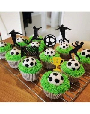 Cake & Cupcake Toppers Soccer Cupcake Toppers- Glitter Play Soccer Cake Topper World Cup Soccer Figures Goal for Theme Party ...
