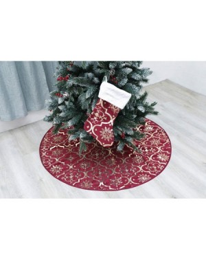 Tree Skirts Christmas Tree Skirt-48 inches Large Xmas Tree Skirts with Snowy Pattern for Christmas Tree Decorations (Deep red...
