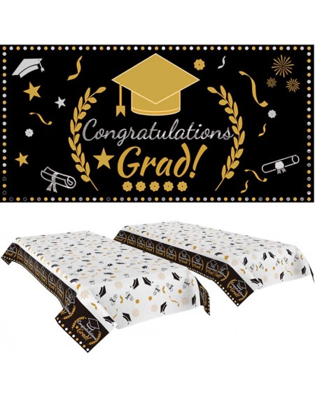 Banners Graduation Party Decorations-Graduation Party Tablecover 2 Pack (107"x 54") and Graduation Party Banner 1 Pack (70.8"...