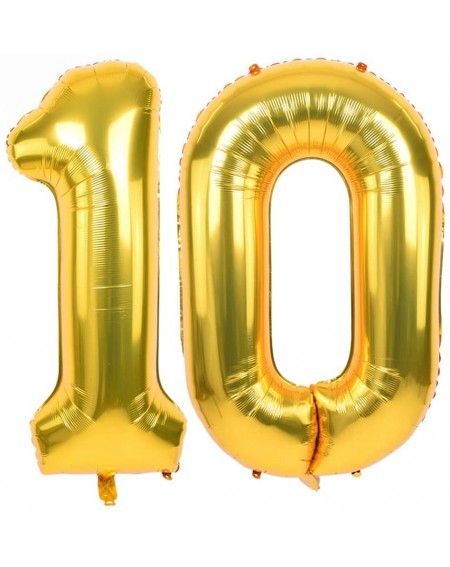 Balloons 40 Inch Gold Large Numbers Balloon Birthday Party Decorations- Foil Mylar Big Number Balloon Digital 10 for 10th Bir...