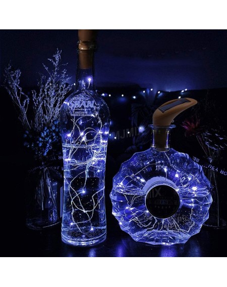 Indoor String Lights 6 Pack 10 LED Cold White Solar Powered Wine Bottle Lights Mini Copper Wire Waterproof Fairy Lights LED S...