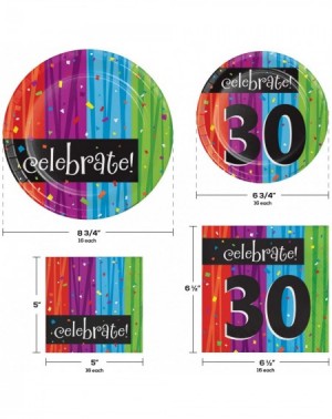 Party Packs 30th Birthday Party Supplies- Milestone Celebrations Design- Bundle of 4 Items Dinner Plates- Dessert Plates- Lun...
