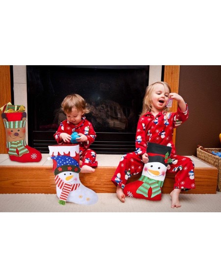 Stockings & Holders 3 Pack Christmas Stockings- 18" Large Size Xmas Stockings 3 Christmas Socks with Christmas Snowman Santa ...