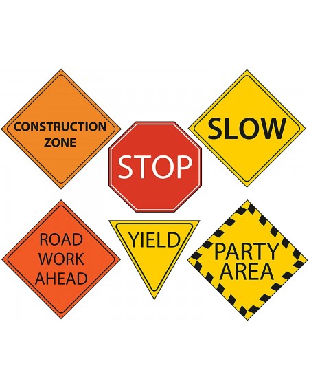 Banners & Garlands Construction Party 6" Sign Cutouts- Construction Party Decorations- Traffic Signs - CJ180UHXQ5A $11.85