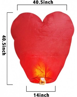 Sky Lanterns Heart Shaped 100% Biodegradable Paper Lanterns Eco Friendly 5 Pack for Valentine's Day Romantic Night Party Memo...