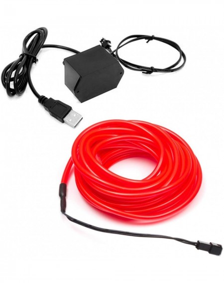 Rope Lights 3m/9.8ft Extra Large 5.0 mm Thick - Red Neon LED Light Glow EL Wire - Powered by USB Port - Craft Neon Wire Strin...