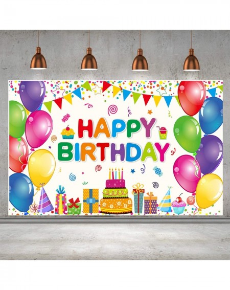 Banners Happy Birthday Banner Backdrop for Birthday Party Decoration Supplies Large 71 x 43" Colorful Fabric Backdrop for Kid...