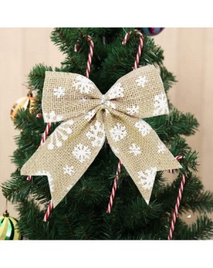 Bows & Ribbons Snowflake Pattern Burlap Christma Tree Bow Set Holiday Xmas Trends Medium Foil Tie 6Pcs - Brown - CA18ZONMQ76 ...