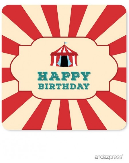 Place Cards & Place Card Holders Carnival Circus Birthday Collection- Square Label Stickers- Happy Birthday- 40-Pack - Label ...