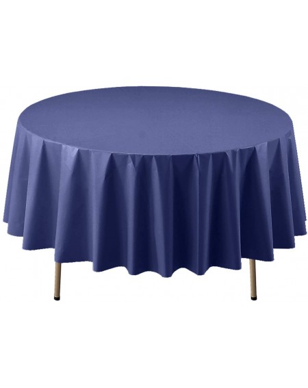 Tablecovers Heavy Duty 84" Round Plastic Table Cover Available in 22 Colors- Navy Blue - Navy Blue - C211015PUFV $18.67