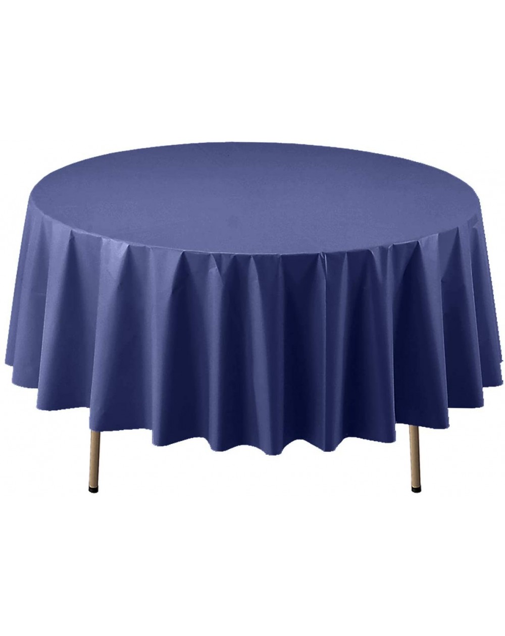 Tablecovers Heavy Duty 84" Round Plastic Table Cover Available in 22 Colors- Navy Blue - Navy Blue - C211015PUFV $8.07