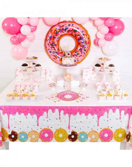 Tablecovers 2 Pcs Donut Dessert Theme Party Plastic Table Cover Birthday Party Decorations - CZ190L0HD88 $11.84