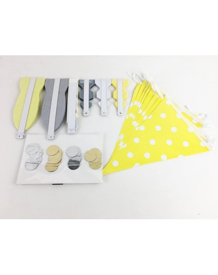 Banners & Garlands Grey Yellow Cream Party Decor Kit Tissue Paper Fan Bunting Banner Circle Dot Garland Baby Shower Birthday ...